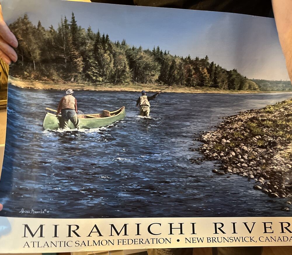 Adriano Manocchia MIRAMICHI RIVER poster 1991 Fly Fishing